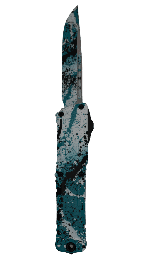 Microtech Combat Troodon S/E Gen III | Signature Series Turquoise / White Black Splatter | 1143-1 TQWH BKSPLS