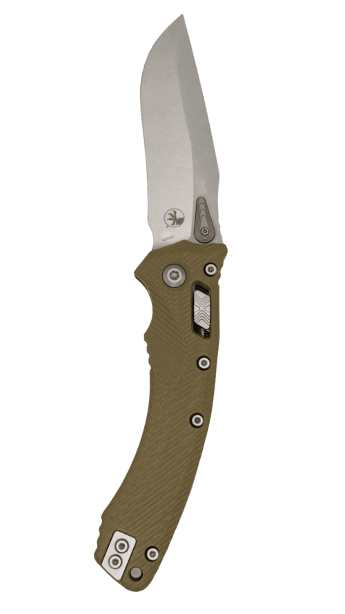 MICROTECH AMPHIBIAN | RAM-LOK S/E | FLUTED G-10 OD GREEN | STONEWASH STANDARD | 137RL-10 FLGTOD