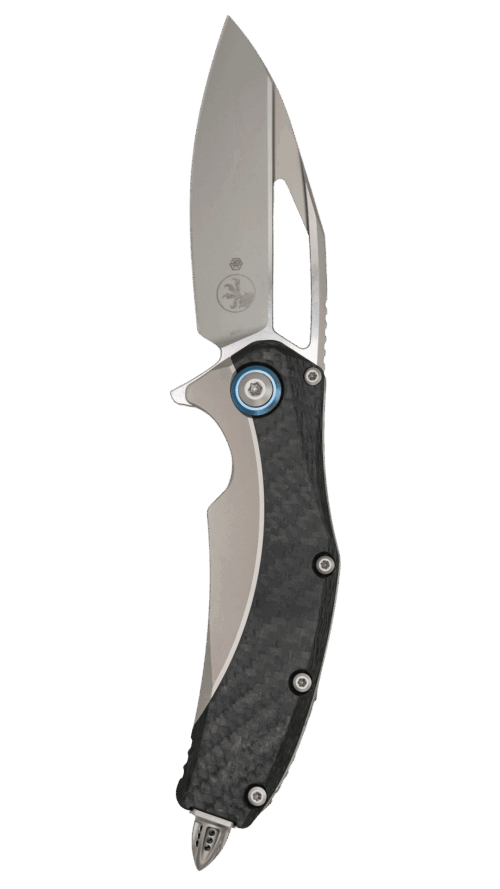 MICROTECH MATRIX | BLUE TITANIUM PIVOT COLLAR | CARBON FIBER SCALES | 165C-7 CFTI