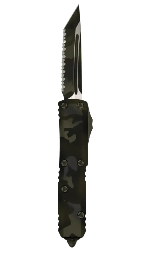 MICROTECH UTX-85 T/E | SIGNATURE SERIES | OLIVE CAMO FULL SERRATED | 233-3 OCS