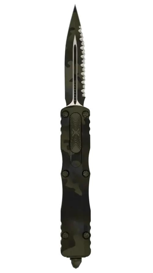 MICROTECH DIRAC D/E | SIGNATURE SERIES | OLIVE CAMO FULL SERRATED | 225-3 OCS