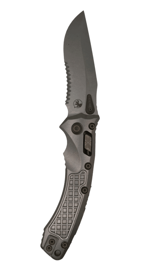 Microtech Heretic Amphibian RAM-LOK | Titanium w/ Flamed Titanium Accent | 137RL-11FRMS4