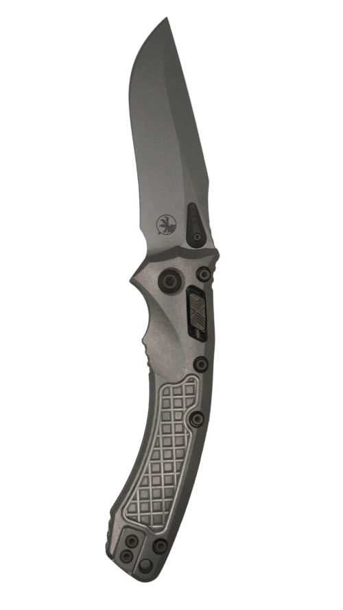 Microtech Amphibian RAM-LOK | Marfione Select | Stonewash Frag Pattern | Flamed Titanium Accent | 137RL-10FRMS4